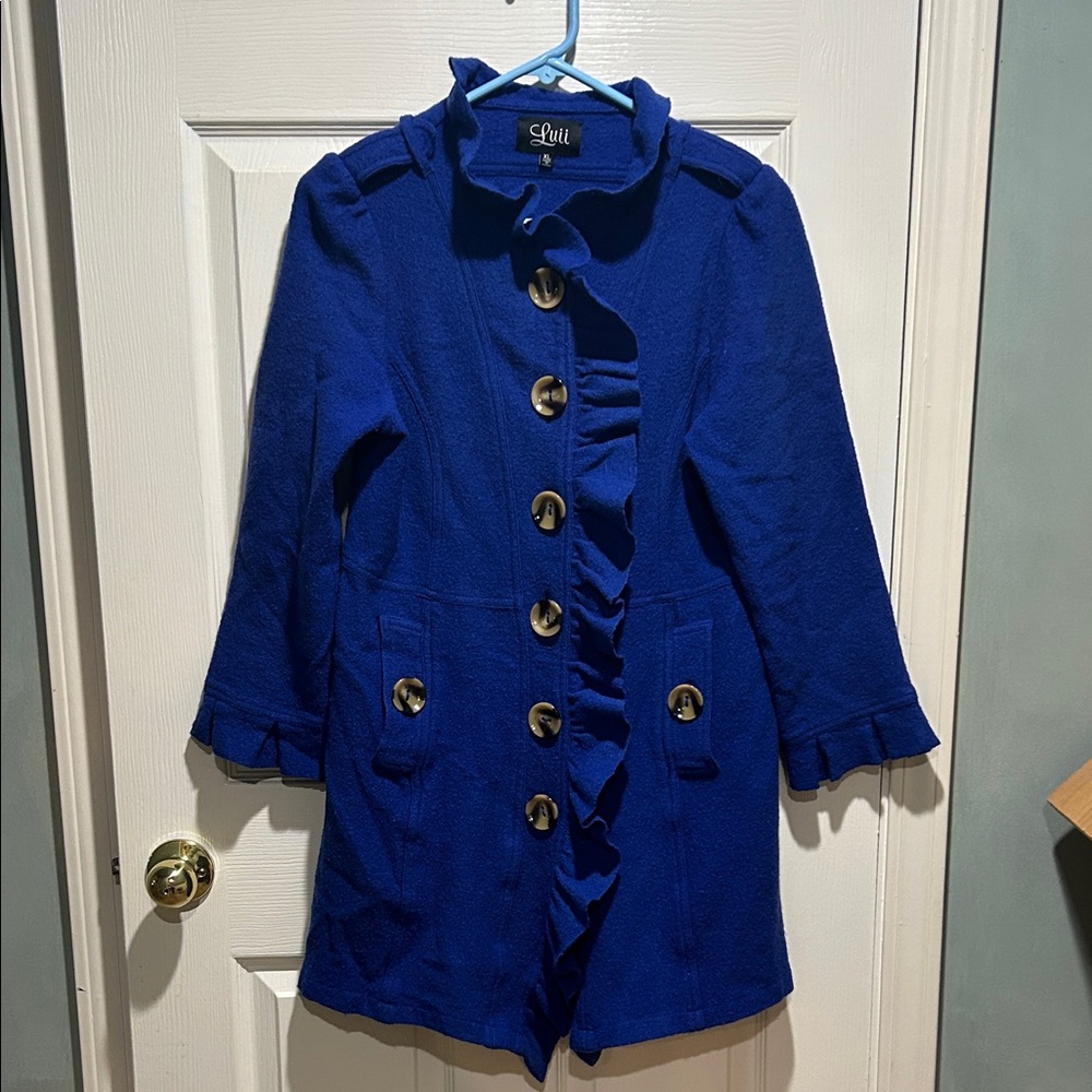 Luii Royal Blue Ruffled Coat